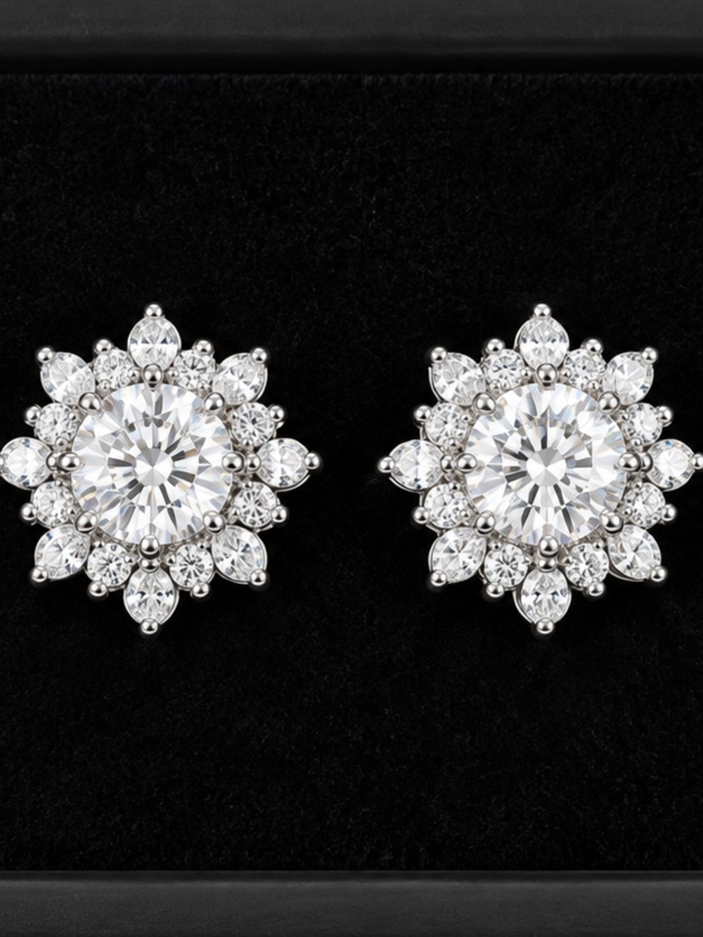 Luxury Moissanite Diamond floral Stud Earrings